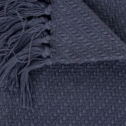 HOMLA Pled Morris Z Fredzlami Granatowy 130X170 Cm