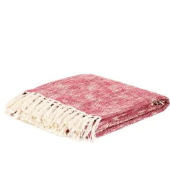 HOMLA Pled Nori Bawelniany Z Fuksjowym Wzorem 130X170 Cm