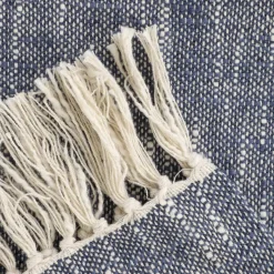 HOMLA Pled Nori Bawelniany Z Niebieskim Wzorem 130X170 Cm