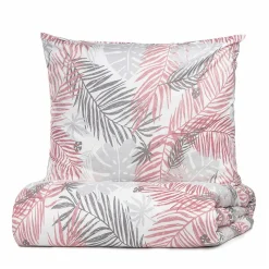 HOMLA Pościel Botanical Z Mikrofibry W Rozowo-Szare Liscie 160X200 Cm