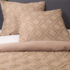 HOMLA Pościel Carre Z Mikrofibry Bezowa 160X200 Cm