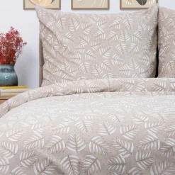 HOMLA Pościel Coraline Bawelniana Bezowa W Liscie 200X220 Cm