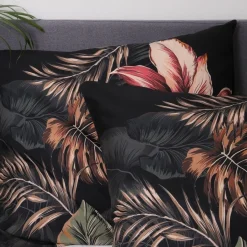 HOMLA Pościel Fonce Z Mikrofibry Czarna W Liscie 160X200 Cm