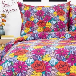 HOMLA Pościel Frida Kahlo Z Mikrofibry W Kwiaty 140X200 Cm + 1*70X80 Cm