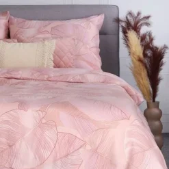 HOMLA Pościel Gallo Z Mikrofibry Rozowa W Liscie 140X200 Cm + 1*70X80 Cm