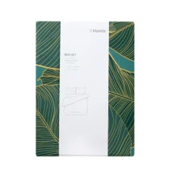 HOMLA Pościel Gallo Z Mikrofibry Zielona W Liscie 160X200 Cm