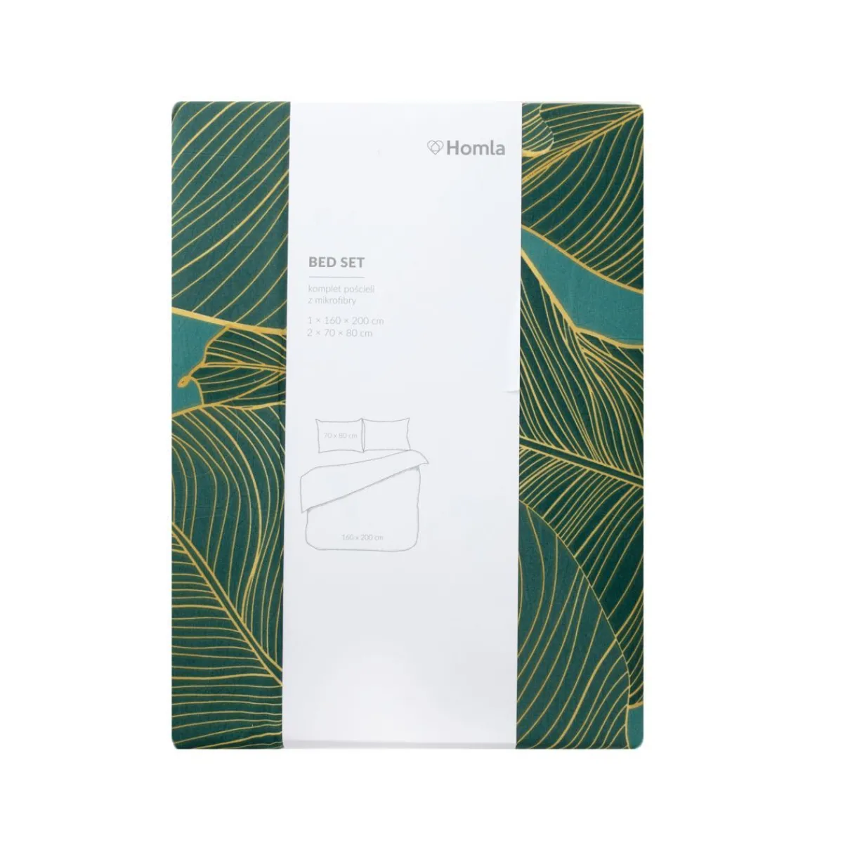 HOMLA Pościel Gallo Z Mikrofibry Zielona W Liscie 160X200 Cm