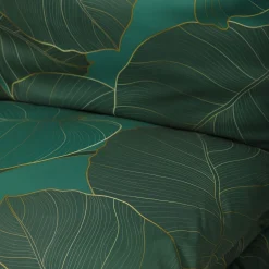 HOMLA Pościel Gallo Z Mikrofibry Zielona W Liscie 160X200 Cm