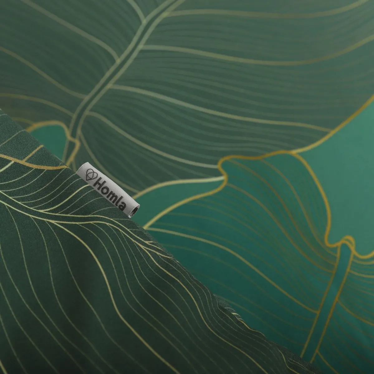 HOMLA Pościel Gallo Z Mikrofibry Zielona W Liscie 160X200 Cm