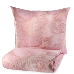 HOMLA Pościel Gallo Z Mikrofibry Rozowa W Liscie 160X200 Cm