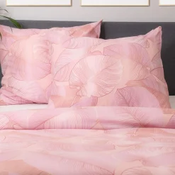 HOMLA Pościel Gallo Z Mikrofibry Rozowa W Liscie 160X200 Cm