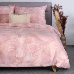 HOMLA Pościel Gallo Z Mikrofibry Rozowa W Liscie 160X200 Cm