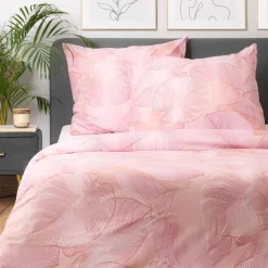 HOMLA Pościel Gallo Z Mikrofibry Rozowa W Liscie 200X220 Cm