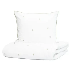 HOMLA Pościel Hadley Bawelniana W Listki Z Zielona Lamowka 140X200 Cm + 1*50X60 Cm