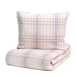 HOMLA Pościel Idaho Flanelowa Rozowa W Krate 160X200 Cm + 1 X 50X60 Cm