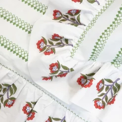 HOMLA Pościel Katina Bawelniana W Zielony Wzor Z Falbanka 220X200 Cm