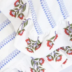 HOMLA Pościel Katina Bawelniana W Niebieski Wzor Z Falbanka 220X200 Cm