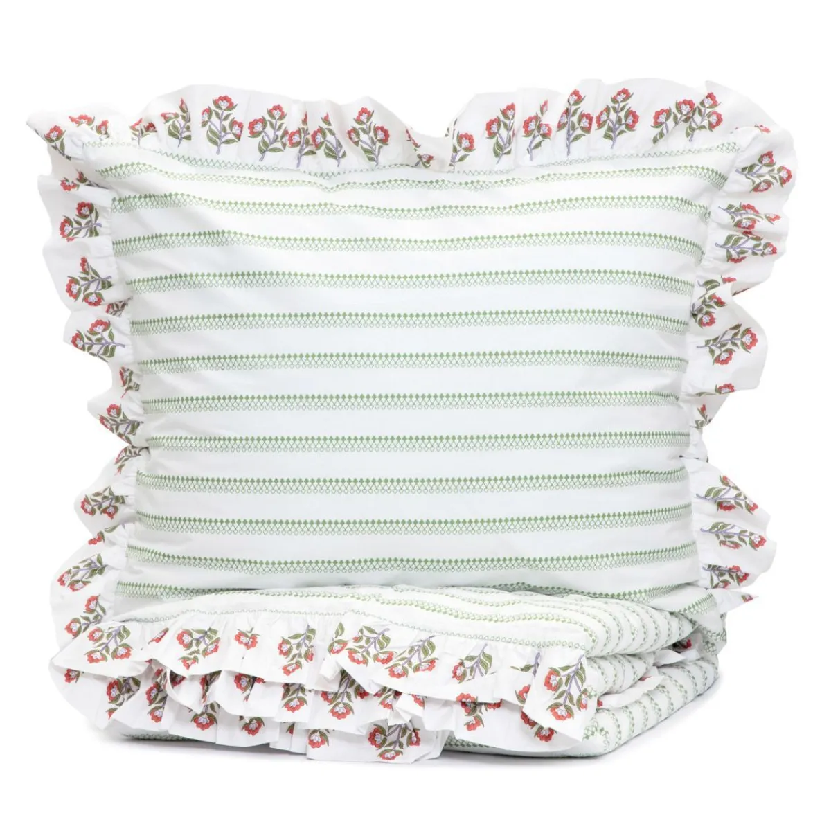 HOMLA Pościel Katina Bawelniana W Zielony Wzor Z Falbanka 160X200 Cm