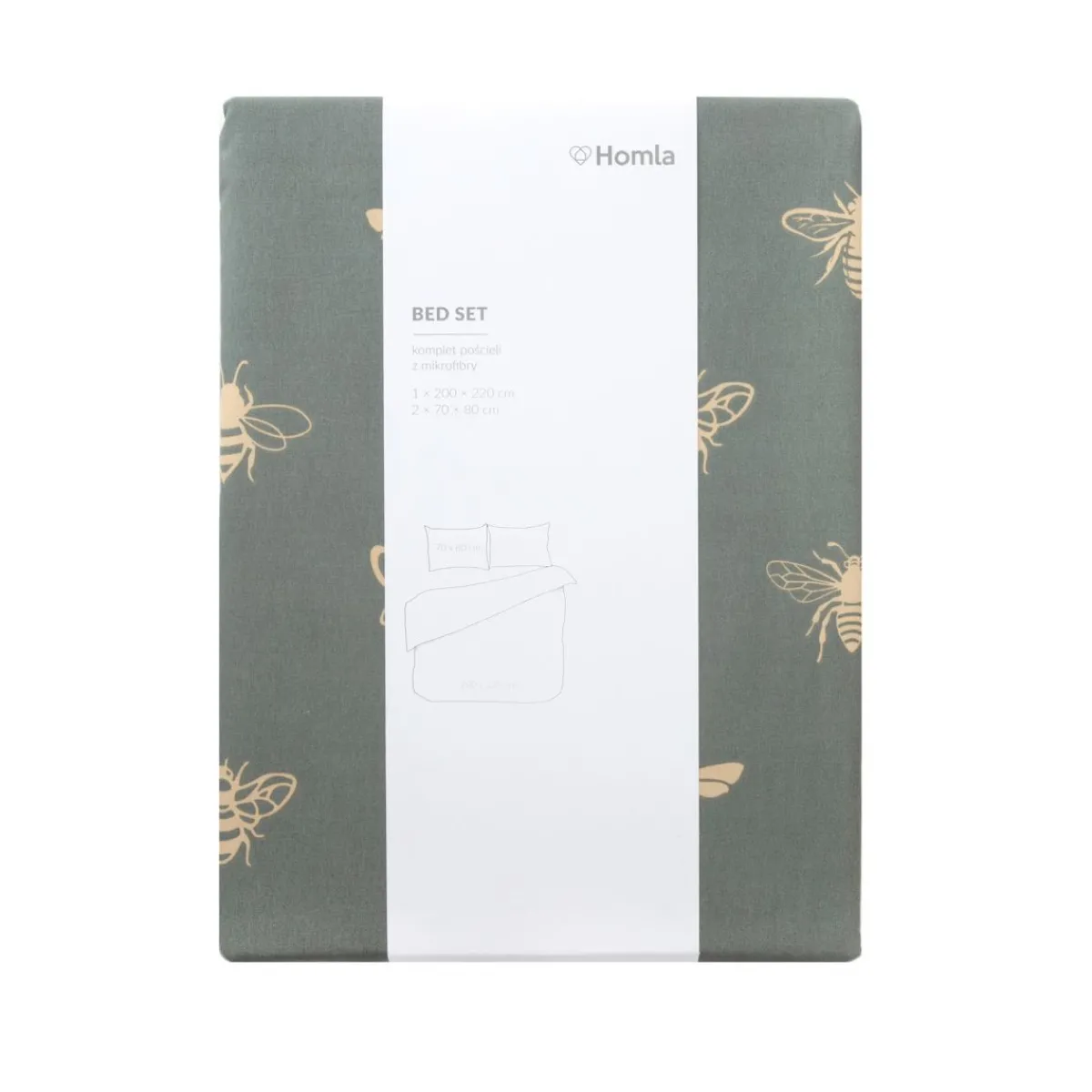 HOMLA Pościel Luro Z Mikrofibry Oliwkowa W Owady 200X220 Cm