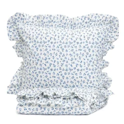 HOMLA Pościel Melanie Bawelniana Z Falbanka W Niebieskie Kwiaty 160X200 Cm