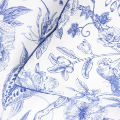 HOMLA Pościel Miriel Bawelniana W Kwiaty Z Niebieska Lamowka 200X220 + 2*50X60 Cm