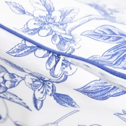 HOMLA Pościel Miriel Bawelniana W Kwiaty Z Niebieska Lamowka 200X220 + 2*50X60 Cm