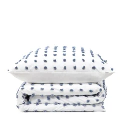 HOMLA Pościel Nivell Z Mikrofibry Z Niebieskimi Pomponami 160X200 Cm