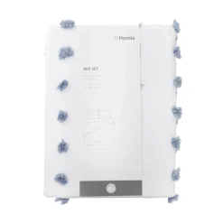 HOMLA Pościel Nivell Z Mikrofibry Z Niebieskimi Pomponami 200X220 Cm