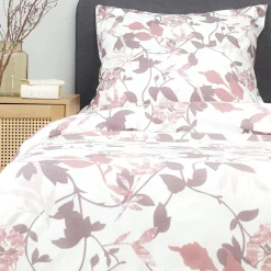 HOMLA Pościel Rosa Z Mikrofibry W Rozowe Liscie 200X220 Cm