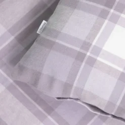 HOMLA Pościel Vella Flanelowa W Szara Krate 200X220 Cm + 2 X 50X60 Cm