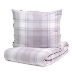 HOMLA Pościel Vella Flanelowa W Szara Krate 160X200 Cm + 1 X 50X60 Cm