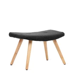 HOMLA PodNożek Moss Teddy Boucle W Tkaninie Teddy Czarny 61X41X38 Cm