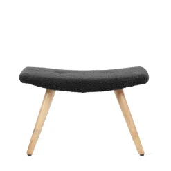 HOMLA PodNożek Moss Teddy Boucle W Tkaninie Teddy Czarny 61X41X38 Cm