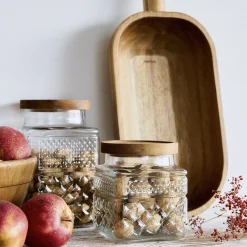 HOMLA Pojemnik Moladri Kwadratowy Z Akacjowa Przykrywka 1 L