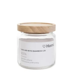 HOMLA Pojemnik Nesta Na Waciki Z Bambusowa Pokrywka 10X10,5X10 Cm