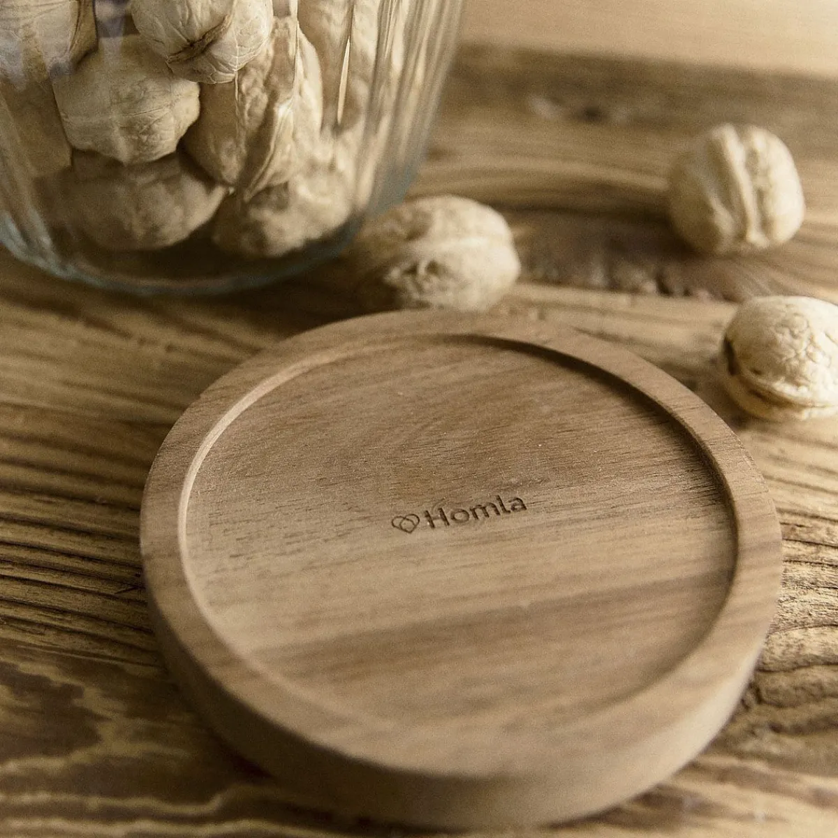 HOMLA Pojemnik Pavo Ryflowany Z Akacjowa Przykrywka 19 X14 Cm