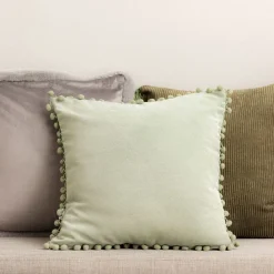 HOMLA Poszewka Eslov Pistacjowa Z Pomponami 45X45 Cm