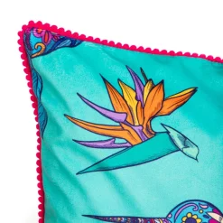 HOMLA Poszewka Frida Kahlo Z Kolibrami Turkusowa 45X45 Cm