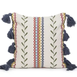 HOMLA Poszewka Miris W Kolorowe Pasy Z Fredzlami 45X45 Cm