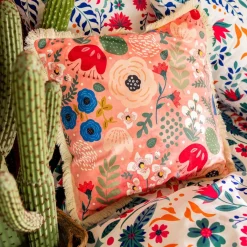 HOMLA Poszewka Vier W Kwiatowy Wzor Z Fredzlami 45X45 Cm
