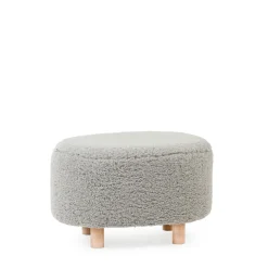 HOMLA Pufa Alda Boogie Szara W Tkaninie Teddy 50X40X31 Cm