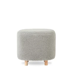 HOMLA Pufa Alda Szara W Tkaninie Teddy 50X40X44 Cm