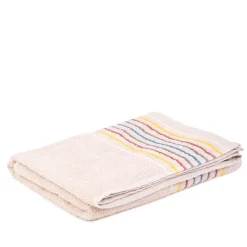 HOMLA Ręcznik Mikasa Bezowy Z Kolorowymi Paskami 50X90Cm