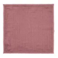 HOMLA Serwetka Elin Muslinowa Z Koronkowa Lamowka Rozowa 40X40