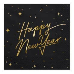 PARTYDECO Serwetki New Year Papierowe Czarne 20 Szt. 16,5X16,5 Cm