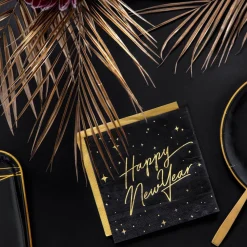 PARTYDECO Serwetki New Year Papierowe Czarne 20 Szt. 16,5X16,5 Cm
