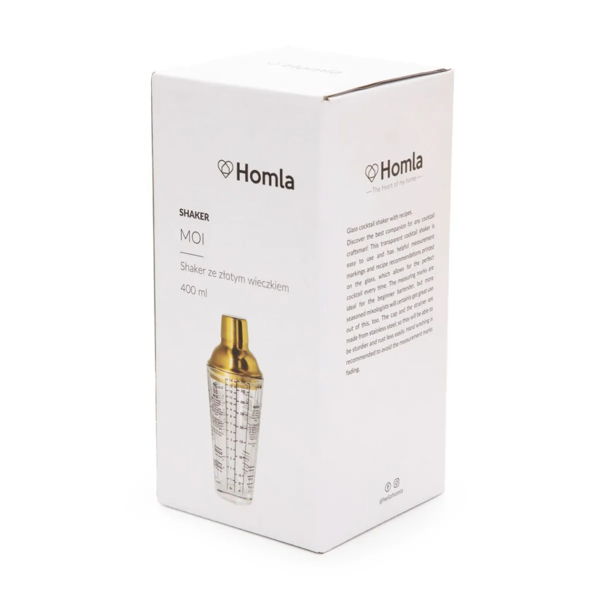 HOMLA Shaker Alcole Ze Zlotym Wieczkiem 0,4 L