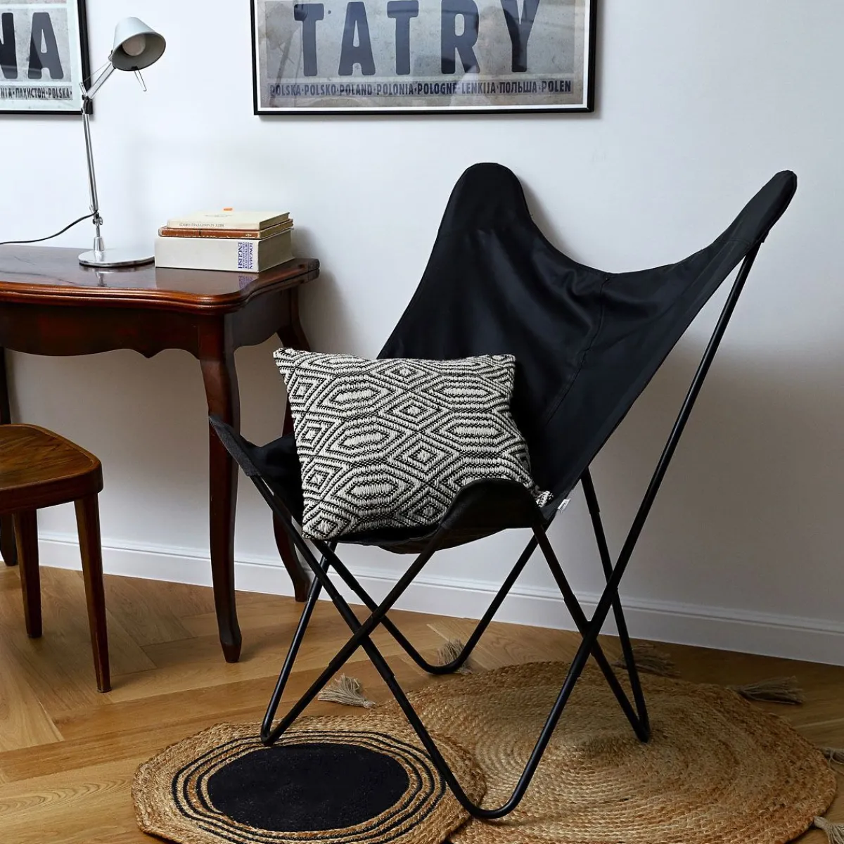 HOMLA Siedzisko Butterfly Wymienne Do Fotela - Czarna Eco Skora 76X97 Cm