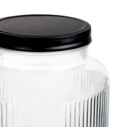 HOMLA Sloik Velmo Z Kranikiem Prazkowany Z Czarna Pokrywka 6 L