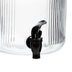 HOMLA Sloik Velmo Z Kranikiem Prazkowany Z Czarna Pokrywka 6 L